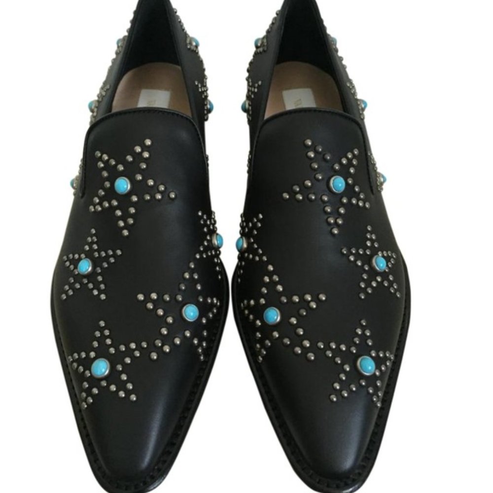 Valentino Black Star Cabochon Studded Leather Loaf